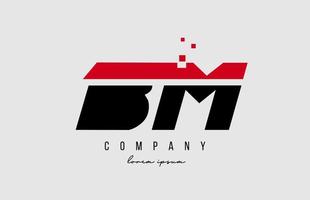 bm bm combinación de logotipo letra del alfabeto en color rojo y negro. Diseño de icono creativo para empresa y negocio. vector