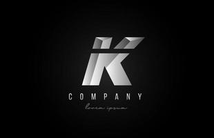 alphabet letter K logo icon in in grey silver color. Creative design for business and company with 3d styling vector