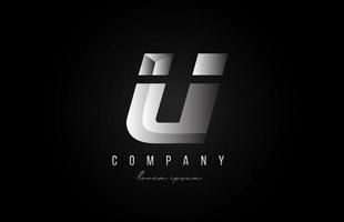 alphabet letter U logo icon in in grey silver color. Creative design for business and company with 3d styling vector