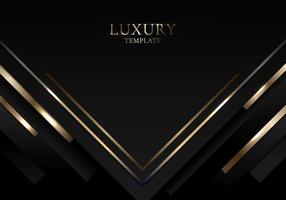 Abstract background elegant 3D black triangle with gold stripes line luxury style vector