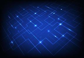 Abstract blue line grid pattern with light perspective on dark blue background vector