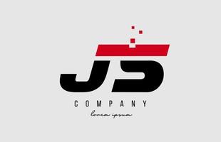 js j s alphabet letter logo combination in red and black color. Creative icon design for company and business vector