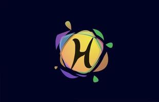 Plantilla colorida del icono del logotipo de la letra del alfabeto h. diseño de salpicaduras rotas de colores para negocios y empresa vector