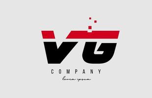 Vg vg combinación de logotipo de letra del alfabeto en color rojo y negro. Diseño de icono creativo para empresa y negocio. vector