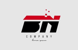 bn b n alphabet letter logo combination in red and black color. Creative icon design for company and business vector