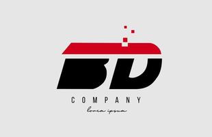 bd b d alphabet letter logo combination in red and black color. Creative icon design for company and business vector