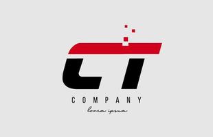 ct c t alphabet letter logo combination in red and black color. Creative icon design for company and business vector