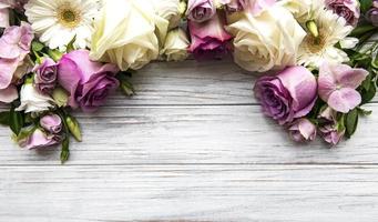 Border made of pink flowers photo