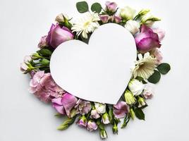 Pink flowers and heart photo