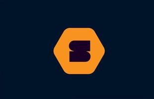 geometric S alphabet letter logo icon template. Hexagon orange design for business and company vector