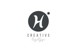 H alphabet letter logo icon in black and white color. Creative circle design for company and business vector