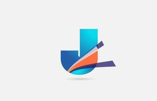 line orange blue J alphabet letter logo icon for company. Creative design for business and corporate vector