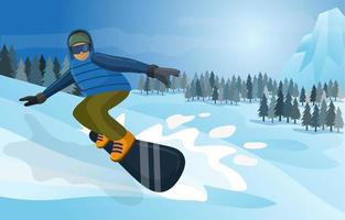 hombre jugar snowboard en invierno vector