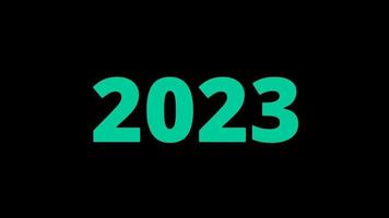 Feliz año nuevo 2023 fondo de pantalla verde con líneas de colores y feliz año nuevo en el estilo de remolque central - gratis para uso comercial