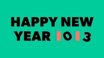 feliz ano novo 2023 com fundo de tela verde com linhas coloridas e feliz ano novo no centro estilo alegria - gratuito para uso comercial video
