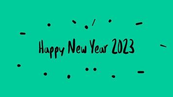 feliz año nuevo 2023 fondo de pantalla verde con líneas de colores y feliz año nuevo en el estilo de salpicadura central - gratis para uso comercial