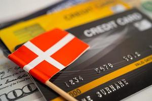 Switzerland flag on credit card. Finance development, Banking Account, Statistics, Investment Analytic research data economy, Stock exchange trading, Business company concept. photo