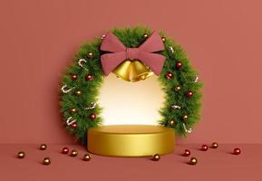 christmas wreath and cylinder for product display photo