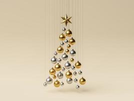 balls hanging in the shape of a christmas tree photo