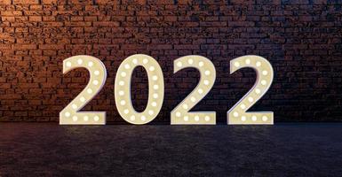 New year 2022 sign on brick wall photo