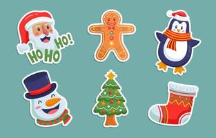 Colorful Christmas Item Sticker Set vector