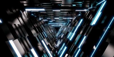tecnología de túnel láser puerta de pasillo triangular de luz de neón foto