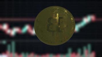 Bitcoin-Kryptowährung mit Preisdiagramm im Hintergrundvideo kostenloser Download