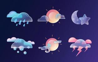 Glassmorphism Weather Icon Set vector