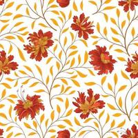 Floral pattern. Flower seamless background. Flourish ornamental fall garden texture. Orient ornament with fantastic flowers and leaves. Wonderland motives of the painting vector