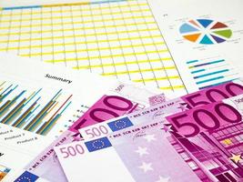 Five hundred 500 Euro bills banknotes, Business background photo