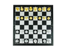 Gold and Silver King and Knight of Chess board game concept of business ideas and competition and strategy ideas concep, Top view photo