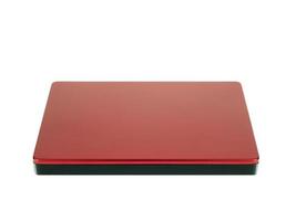 External hard drive for backup, Red files storage isolated on white background, Clipping path photo