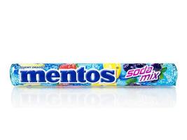 BANGKOK THAILAND - January 30, 2019, Mentos chewy dragees that provides the benefit of minty freshness with an enjoyable chew isolated on white background. photo