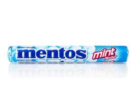 BANGKOK THAILAND - January 30, 2019, Mentos chewy dragees that provides the benefit of minty freshness with an enjoyable chew isolated on white background. photo