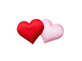 Mini corazones de colores aislados sobre fondo blanco, decoraciones de San Valentín, varios corazones, trazado de recorte foto