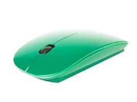 Green wireless PC mouse isolated on a white background photo