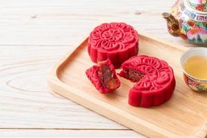 Chinese moon cake strawberry red bean flavour photo