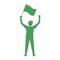 person raised hands with flag vector