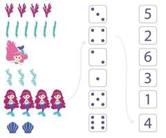 Mermaids. Worksheet for teaching mathematics and numeracy. Vector. vector