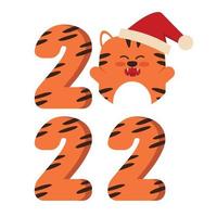 el tigre es el símbolo chino del año nuevo 2022. feliz año nuevo. 2022. diseño de tarjeta, invitación de tarjeta de felicitación con textura de pelo de tigre. banner de año nuevo para felicitaciones. ilustración vectorial. vector