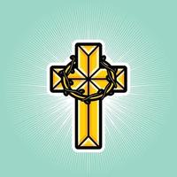 shining christian cross vector design