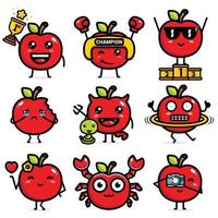 set of cute apple vector design