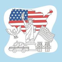 USA icons hand drawn vector