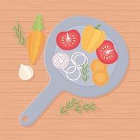 vegetables frying pan vector