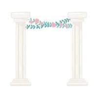 antique columns with flowers vector