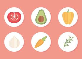 fresh vegetables icons vector