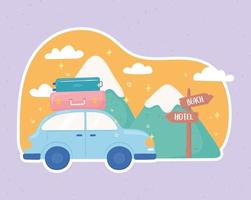 car travel landscape vector