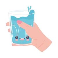 hand holds water glass vector