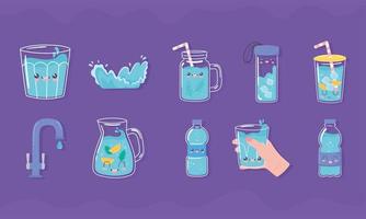 beber agua iconos vector