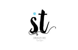 st s t vintage letter alphabet combination logo icon handwritten design for company business vector